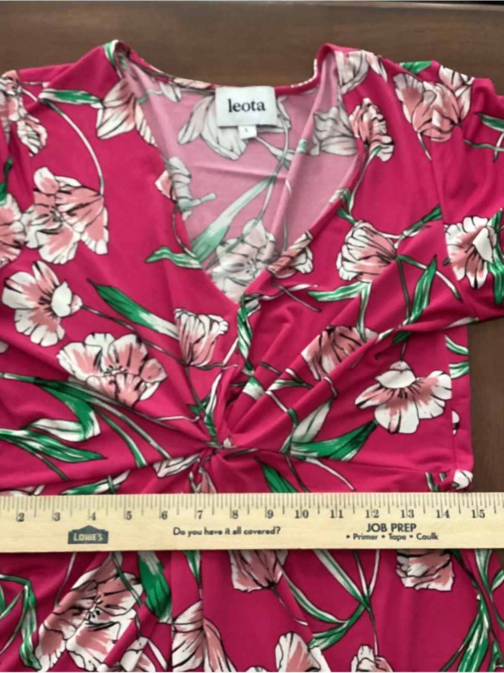 Leota Ladies Pink Floral V-Neck Dress Size L - Picture 9 of 13